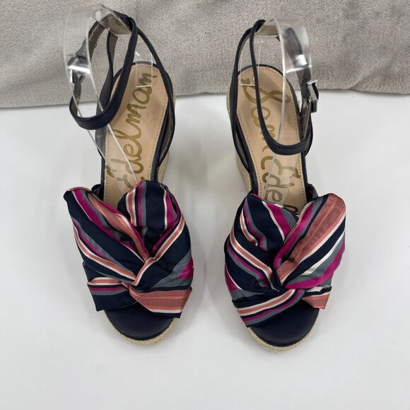 Sam Edelman Aubrey Wedge Espadrille Striped Textile Ankle Strap Sandal NWOT - Picture 5 of 10